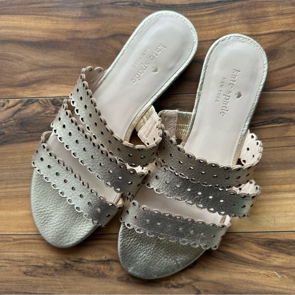 kate spade Shoes - Kate Spade Women's Gold lazer cut strap leather Sandals 7
